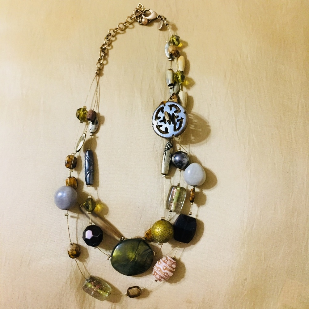 Chicos Multi Strand Multi Beads Statement Necklace - image 1
